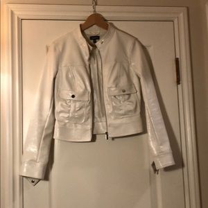 Bebe white leather jacket